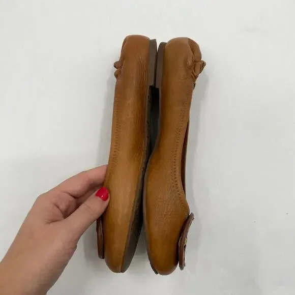 Tory burch brown leather round toe ballet flats - Picture 3 of 8